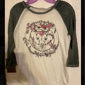 Small Long sleeve kids shirt green and white